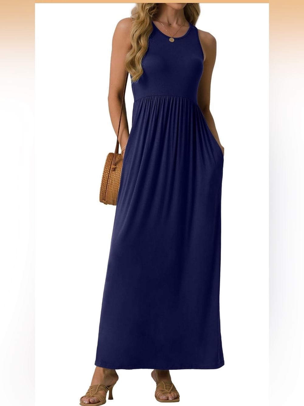 Navy Sleeveless Maxi Dress - Picture 2 of 10